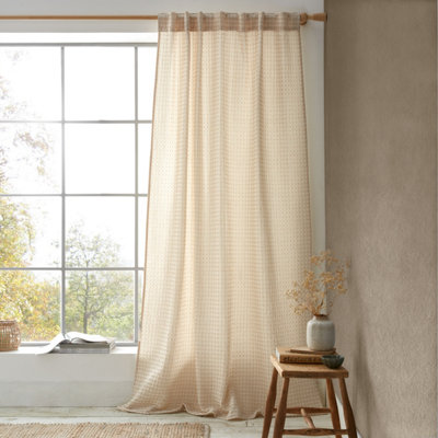 Pineapple Elephant Light Muscat Waffle 140X229cm Slot Top Voile Curtain Panel Natural