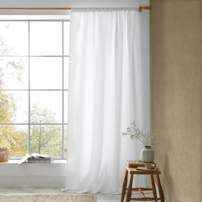 Pineapple Elephant Muscat Waffle 140X229cm Slot Top Voile Curtain Panel White