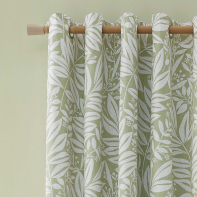 Catherine Lansfield Sorrel Leaf 66x90 Inch Fully Reversible Eyelet Curtains Two - Image 10