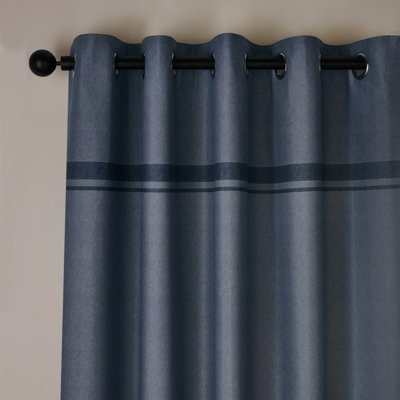Catherine Lansfield Melville 66X72 Inch Lined Eyelet Curtains Two Panels Blue from B&Q