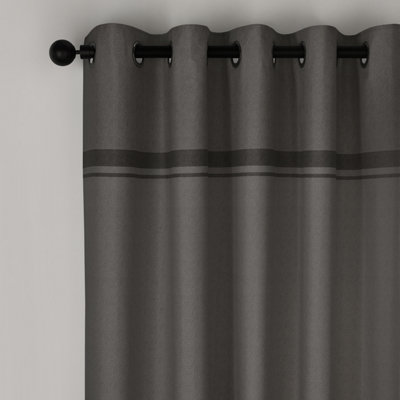 Catherine Lansfield Grey Melville 66X72 Inch Lined Eyelet Curtains Two Panels