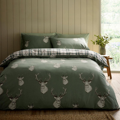Catherine Lansfield Green Stag Duvet Set - Soft - Double - Image 13