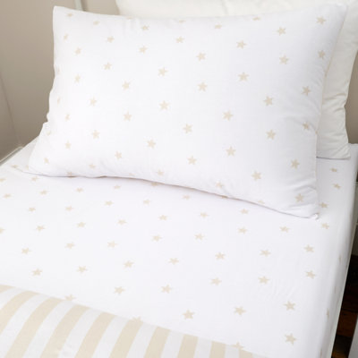 Bianca Mini Star & Stripes Cotton Junior Fitted Sheet Natural