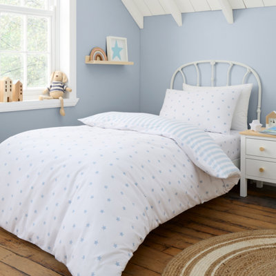 Bianca Mini Star & Stripes Reversible Cotton Duvet Cover Set With Pillowcase Blue