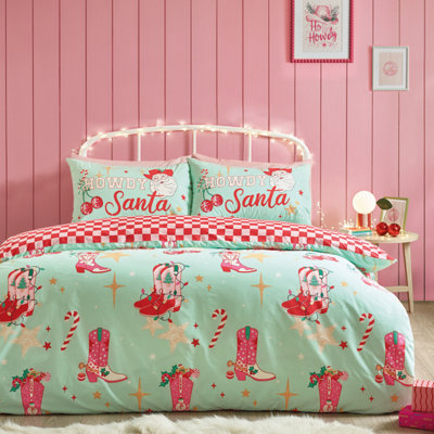 Catherine Lansfield Green Santas Howdy Christmas Duvet Cover Set - Image 15