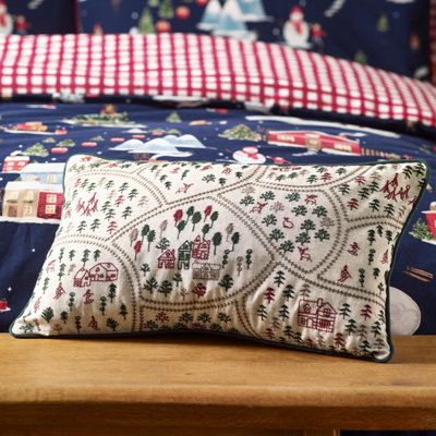 B&Q -  Christmas Ski Village Embroidered 30X50Cm Cushion Natural - Image 11
