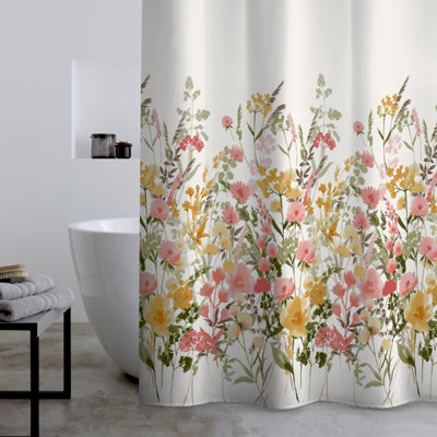 Catherine Lansfield Pink Countryside Floral Shower Curtain - Image 6