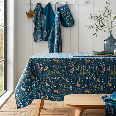 Catherine Lansfield Navy 'Enchanted Twilight Animals' Cotton Table Cloth In | Size: 137Cm X 178Cm - Image 11