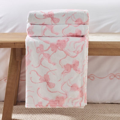 Cat Pink Catherine Lansfield Bow Oversized Blanket Throw - 200Cm X 240Cm - Image 12