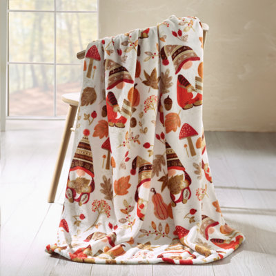 B&Q -  Woodland Gonks Cosy Fleece 130X170Cm Blanket Throw Natural