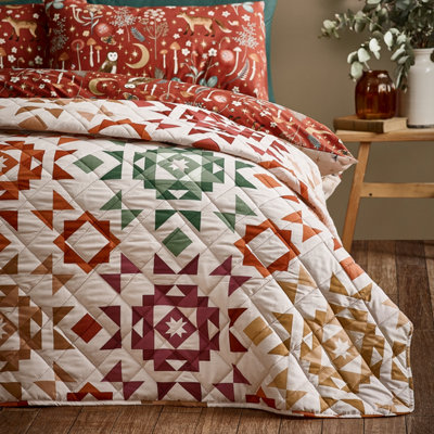 Rackhams Autumn Patchwork Geo Quilted Bedspread Natural - Natural - 220 X 230 Cm - Image 12