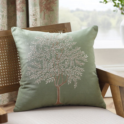 B&Q -  Woodland Trees Embroidered 45X45Cm Cushion Green