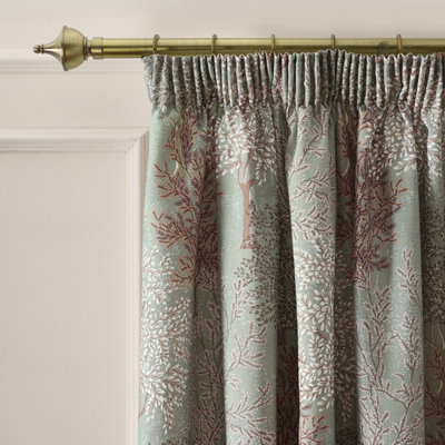 B&Q -  Woodland Trees 90X90 Inch Lined Pencil Pleat Curtains Two Panels Green - Image 8