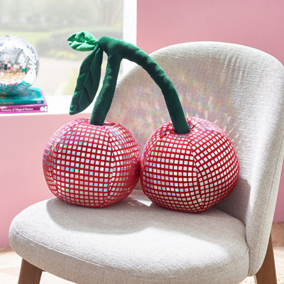B&Q -  Disco Cherries 3D Shaped Cushion Pink