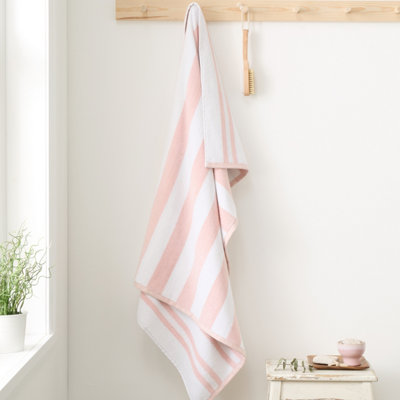 Bianca  Reversible Stripe Cotton Towel - Blush Pink - Bath Towel - Image 9