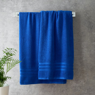 Catherine Lansfield Unisex Cobalt Blue Set Of 2 100% Cotton Bath Sheet Towels - Image 7