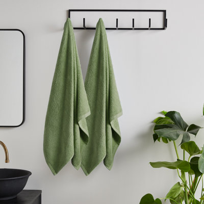 B&Q -  Quick Dry Cotton 90X140Cm Bath Sheet Pair Sage Green - Image 12