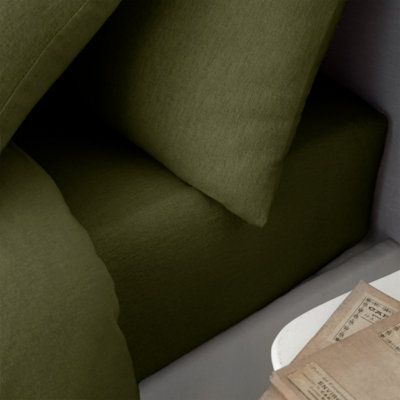 Catherine Lansfield Brushed Cotton Fitted Sheet Green from B&Q