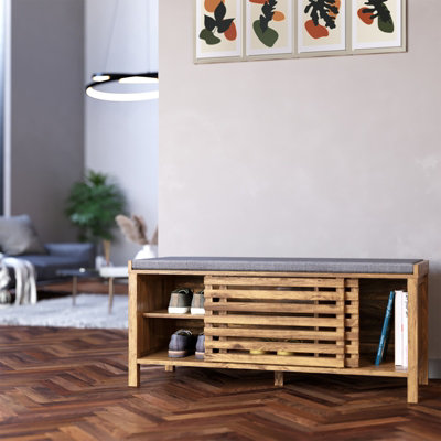 Erik Slatted Hallway Bench Mango Oak from B&Q
