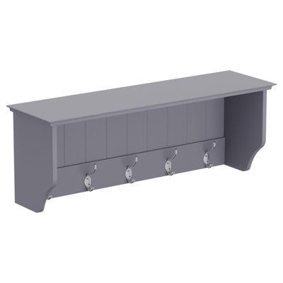 Bevelled Coat Shelf With 5 Double HooksGrey from B&Q