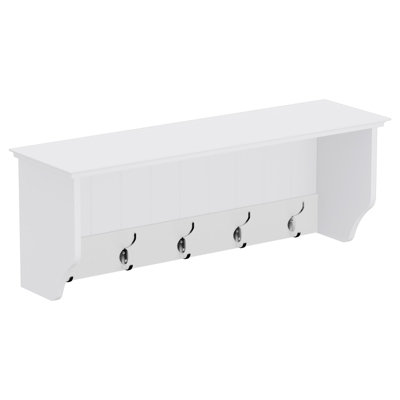 Bevelled Coat Shelf With 5 Double HooksWhite from B&Q