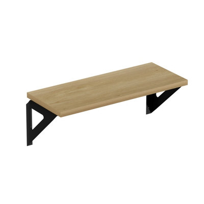 3 Pack Mini Shelf KitLight Oak Effect With Black Brackets 400X150mm from B&Q