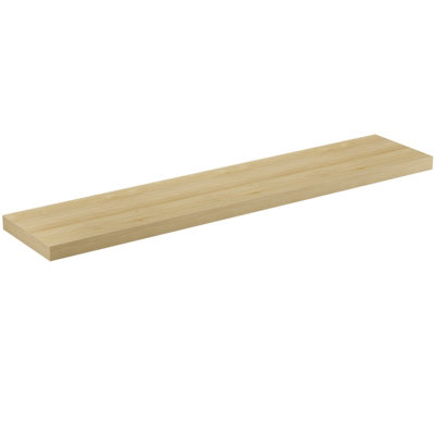 2 Pack Floating Shelf Light Oak Effect1200X240X38mm from B&Q
