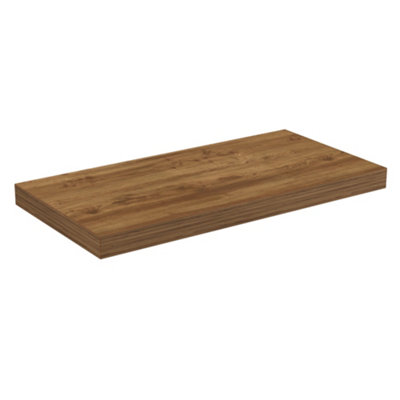 2 Pack Floating Shelf Mango Wood Effect600X240X38mm from B&Q