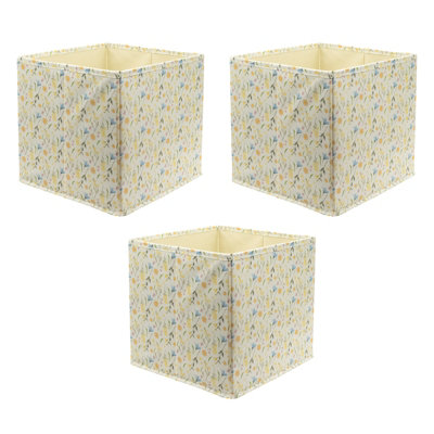 3 Pack Compact Cube InsertsFloral Yellow27X27X27Cm from B&Q
