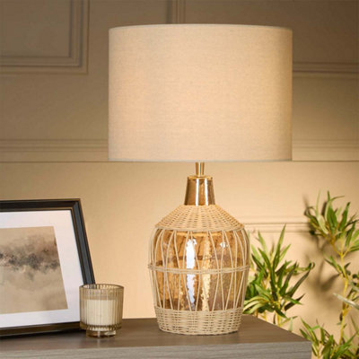 Lighting Collection Sola Rattan Weave Complete Table Lamp from B&Q