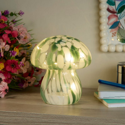 Lighting Collection Mushroom Green And White Led Battery Lamp from B&Q