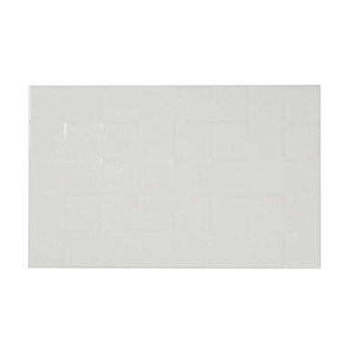 GoodHome Alexandrina White Gloss Decor Ceramic Indoor Wall Tile Sample from B&Q