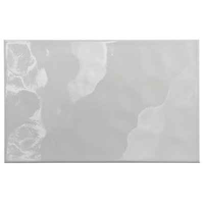 GoodHome Alexandrina White Gloss Ripple Ceramic Indoor Wall Tile Sample from B&Q