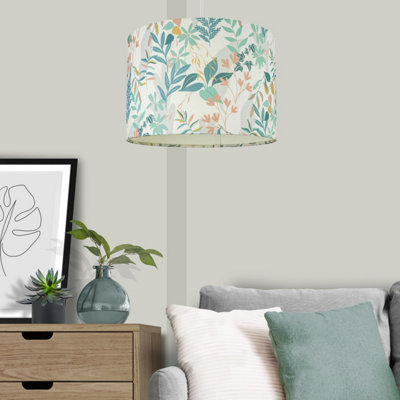 Inky Multicoloured Leaves Drum Lamp Shade (D)30Cm from B&Q