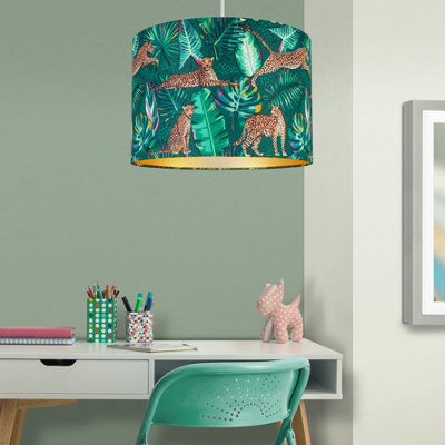  - Printed Multicoloured Leopard Cylinder Lamp Shade (D)30Cm