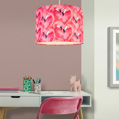  - Printed Pink Flamingo Cylinder Lamp Shade (D)30Cm