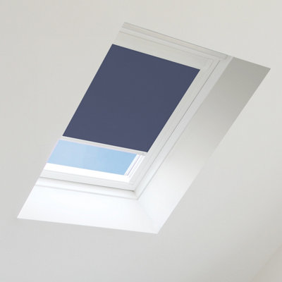 Bloc Blinds Navy Blackout Blind For Velux Roof Window Size   Ck04White Frames from B&Q