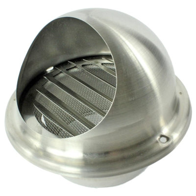 Spares2Go Stainless Steel Round Bull Nosed External Extractor Wall Vent Outlet With Insect Mesh Grille (4" / 100mm) from B&Q