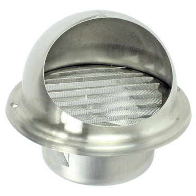 Spares2Go Stainless Steel Round Bull Nosed External Extractor Wall Vent Outlet With Insect Mesh Grille (5" / 125mm) from B&Q