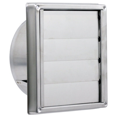 Spares2Go Stainless Steel Square External Extractor Wall Vent Outlet With Gravity Flaps (5" / 125mm) from B&Q