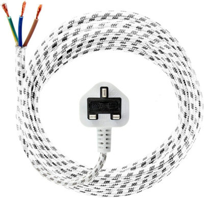 Spares2Go 2.5M Universal 3 Core Steam Generator/dry Iron Mains Power Cable Flex Lead + Uk Plug (2.5 Metre) from B&Q