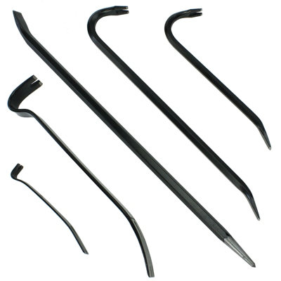 Spares2go 5 Piece Steel Crowbar / Wrecking & Pry Bar Kit - Black - Image 3