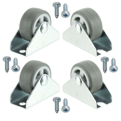 Spares2Go Castor Wheel Trolley Wheels Caster 32mm 1'' Mini + Screws Rubber Fixed X 4 from B&Q