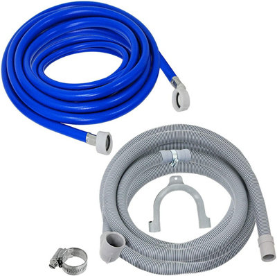 Spares2Go Universal Washing Machine / Dishwasher Fill Hose + Drain Hose Extension Set (5 Metre) from B&Q