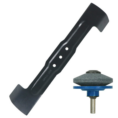 Spares2go Blade Compatible With Bosch Rotak 36 37 Ergoflex Lawnmower (37Cm) + Drill Sharpener Attachment