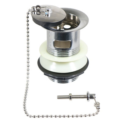 Spares2Go Chrome Slotted Sink Basin Bathroom Kitchen Waste Chain Stay Plug (1 1/4") from B&Q