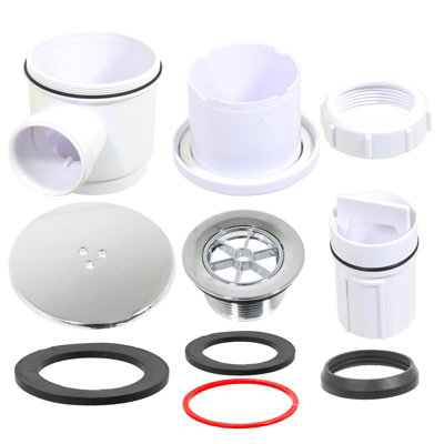 B&Q -  Shower Trap For 50mm Tray Plug Hole 40mm 1.5" Drain Waste Chrome Silver Dome Base Kit