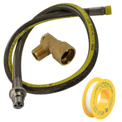 Spares2Go Universal Oven Cooker Gas Supply Hose Straight Bayonet Pipe 4Ft 1/2" Ptfe Tape from B&Q