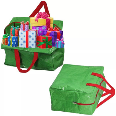 Spares2go Christmas Present Display Bag Xmas Storage Tree Decoration Bags Red Green - Image 3