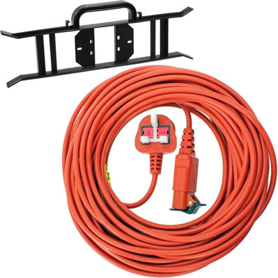 Spares2Go 20 Metre Cable & Lead Plug For Flymo Lawnmower Strimmer Hedge Trimmer Garden Vac (20M) + Bracket Tidy from B&Q
